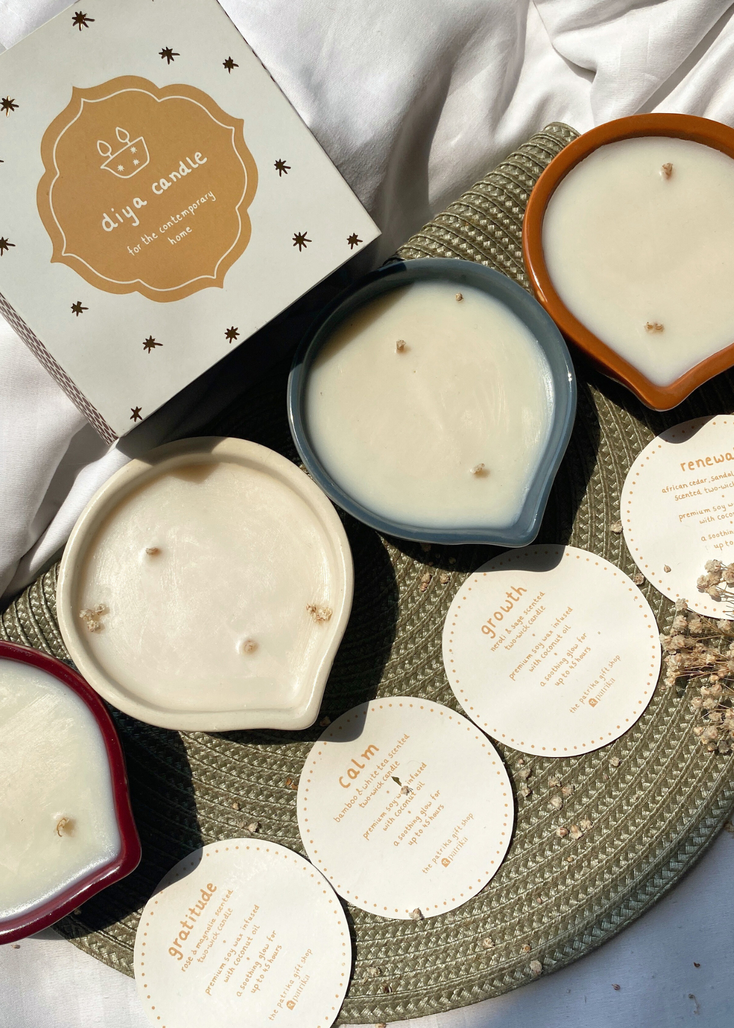 gratitude diya candle