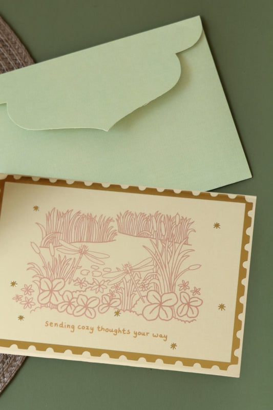 'cozy thoughts' card